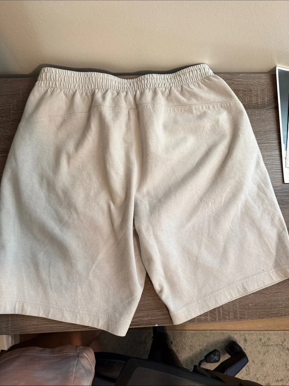 Old Navy Beige Athletic Shorts with Black Zip Pockets